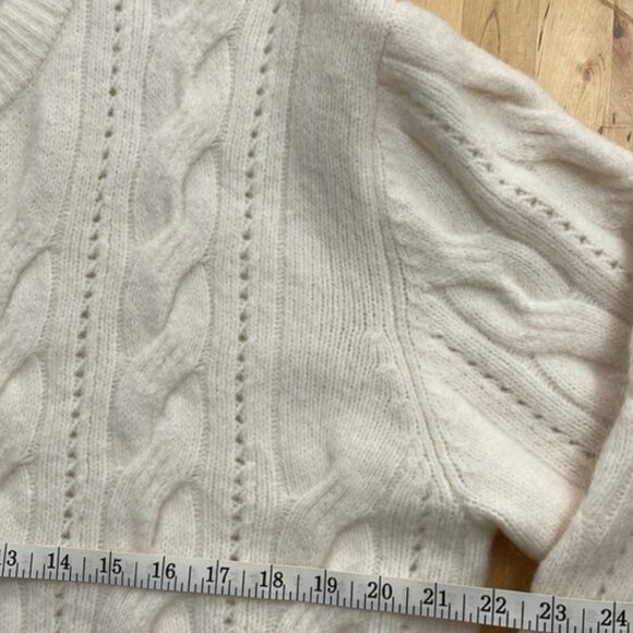 FUTURE COLLECTIVE CABLE KNIT BIG BUTTON-DOWN CARDIGAN SWEATER XXL OFF-WHITE CREW - Picture 5 of 9